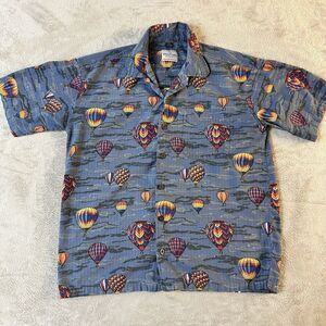 DAVID CAREY Men's Short Sleeve Button Down Hot Air Balloons Shirt‎ Large "L"